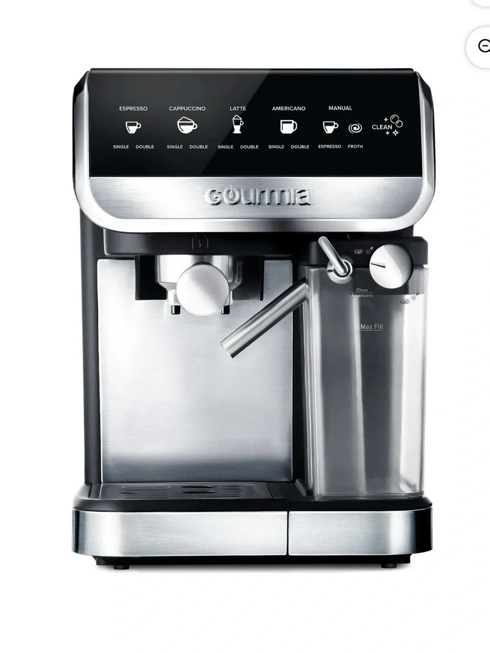 Gourmia Stainless Steel Espresso & Cappuccino Machine - Silver
